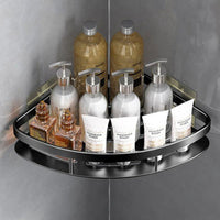 Aluminium Corner Shower Organiser - Black - Housdecor