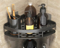 Aluminium Corner Shower Organiser - Black - Housdecor